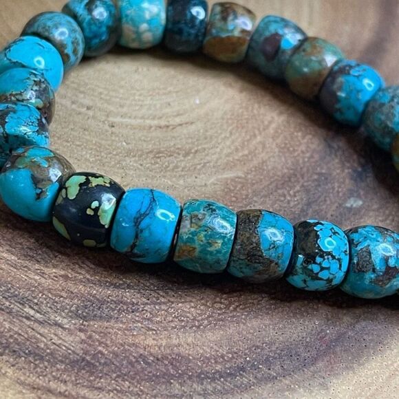 Turquoise beaded stretch bracelet ONE NEW reiki meditation crystal healing 9mm b - Picture 4 of 12